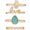 Lucky Brand Turquoise Love Ring Stack, Gold, Size 7