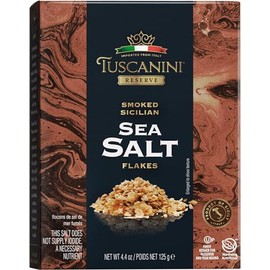 Tuscanini Italian Smoked Sea Salt Flakes, 4.4oz | Flaky Sea Salt for Baking & Cooking | Finishing Salt | Kosher Gourmet Salt