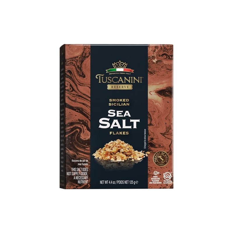 Tuscanini Italian Smoked Sea Salt Flakes, 4.4oz | Flaky Sea