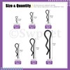 Swpeet 145Pcs 6 Sizes Black Zinc-Plated Carbon Steel Cotter Pin