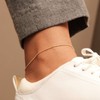 Foyjoey Dainty Ankle Bracelets for Women 18K Gold Plated Satellite