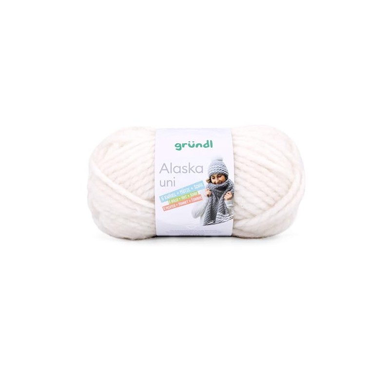 Gründl Alaska Plain Wool for Knitting, 80% Polyacrylic, 20% Wool,