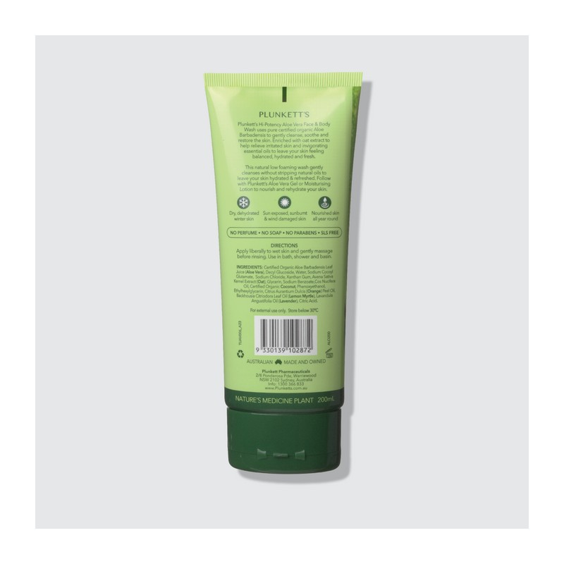 Plunkett's Hi-Potency Aloe Vera Face & Body Wash 200mL