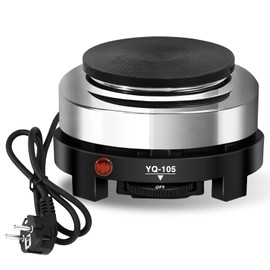 Electric Tea Stove, 500 W Stainless Steel Multifunctional Mini Hob, 5-Speed Adjustable Non-Slip Mini Electric Hob, Overheating Protection Heating Plate for Home, Restaurant, Outdoor Cooking (EU Plug)