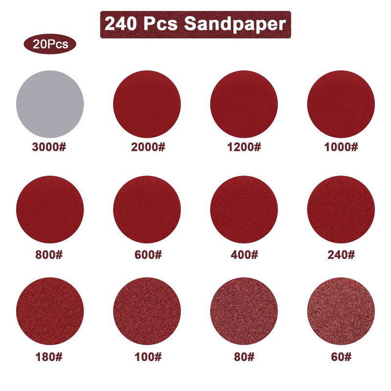 Windspeed 240+8 Pcs Sanding Discs Pad Kit, 2 Inch Die