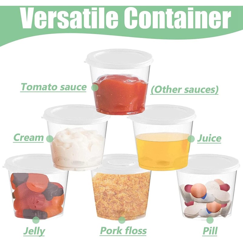 50 Pack Round Food Container Pots with Lids,Reusable Jello Shot