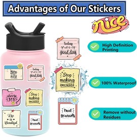 200PCS Inspirational Stickers, Motivational Reminder Stickers, Mental Health Stickers for Adult, Positive Stickers for Scrapbook Journaling Vision Board,Scrapbook Supplies