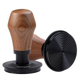 Normcore 53.3mm Coffee Tamper V4.1 with Click Sound Feedback, Espresso Spring Loaded Tamper With Titanium PVD Coating Ripple Base For Breville Sage 54mm Portafilters, Genuine American Walnut Handle