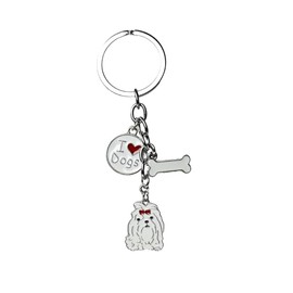 Harikaji Dog Keychain Ring, Cool Cute Pet Dog Keyring Bag Charm Mini Metal Key Ring Keyfob (Maltese)