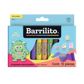 Barrilito Crayones Extra JUMBO, 12 colores. 12EJ