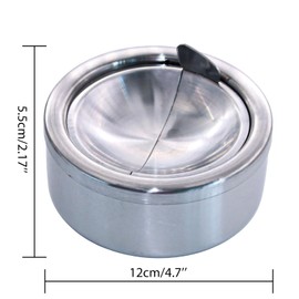 Ashtray with Lid, Portable Metal Box Smokeless Ashtray for Smokers,Flip Top Stainless Steel Ash Tray,Smell Proof Ashtrays for Patio Indoor Outdoor