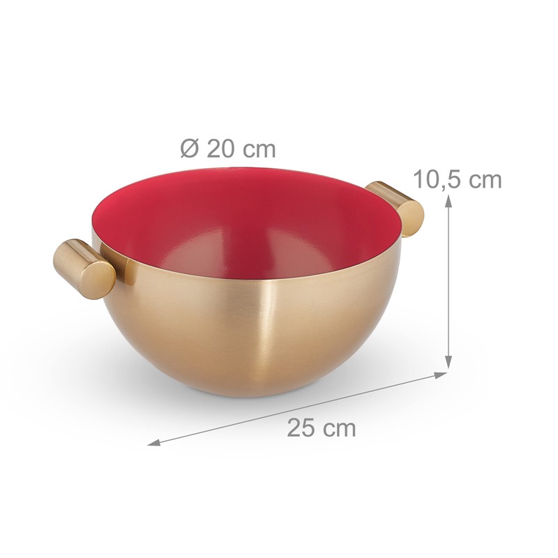 Relaxdays Serving Bowl, Stainless Steel, Diameter 20 cm, Round Metal