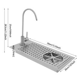 Silver Glass Rinser, Commercial Stainless Steel Embedded Rinser Cup Washer,Glass Cleaning Rinser with Faucet, Glass Washer for Commercial Places, 15.35 * 7.87 * 11.22in