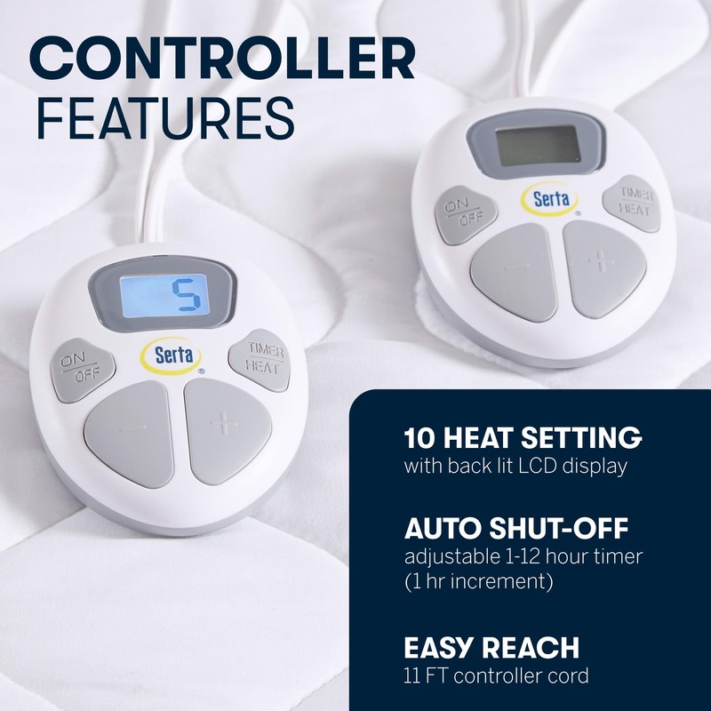 Serta Heated Mattress Pad Queen Size - Electric Mattress Pad,