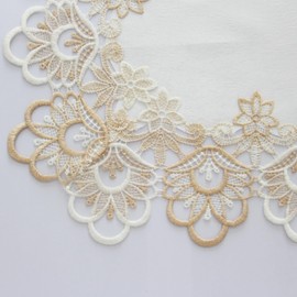 Hollow Out Table Cloth,Rectangle Jacquard Table Runner Suitable for Home Party Garden Wedding Christmas (Beige, 3PCS SET)