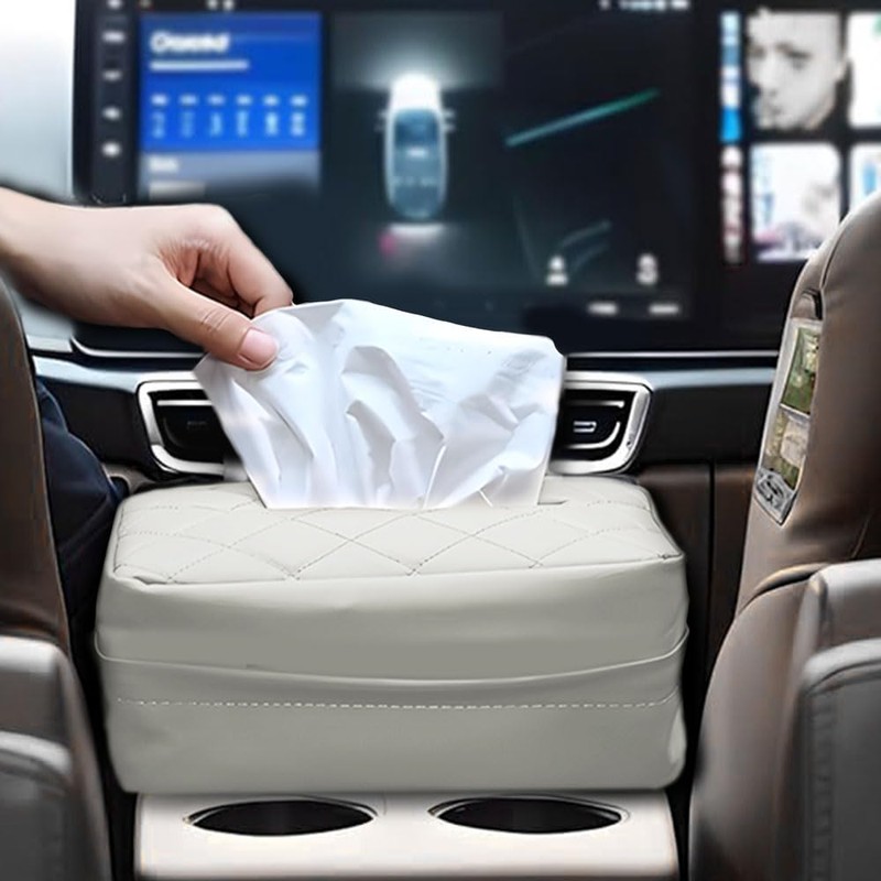 HEVLE Car Tissue Holder, PU Leather Tissues Box, Car Backseat