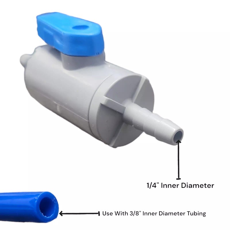 smc 1/4" Barb PVC Ball Valve Inline, Seat Material: Buna-N