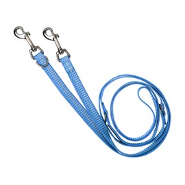 Blue-9 Reflective Multi-Function Dog Leash, Double Attachment Adjustable Lead for Obedience Training and Running, 6 Feet, Made in The USA, Medium/Large, Blue