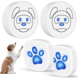 Whimsii Dog Doorbell, Wireless Ring Bell to Go Outside, IP55 Waterproof Buttons, 55 Melodies, 4 Volume Levels & 950ft Range (White, 2 Recievers 2 Transmitters)