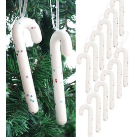 Herzwild 12 x Christmas Tree Decorations Candy Canes for Hanging Christmas Decoration Pendant (White-10 cm)