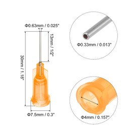 sourcing map Industrial Blunt Tip Needle 23G 1/2 Inch Length with Luer Lock Screw Interface Connector, Dispensing Needle for Liquid Glue Gun, 100 Pcs (Orange)
