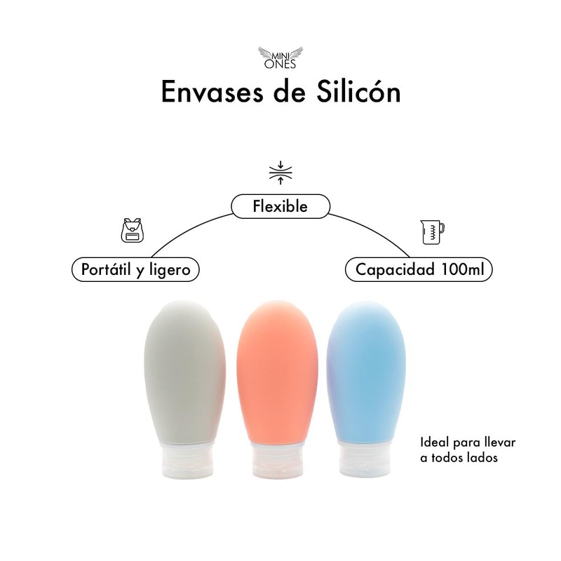 Mini Ones | Botellas de silicón 100 ml. Fácil de