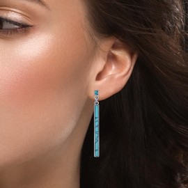 Turquoise Earrings Boho Earrings for Women Dangling Long Turquoise Stud Earrings Sterling Silver Dangle Earrings Gemstone Bar Earrings for Gift