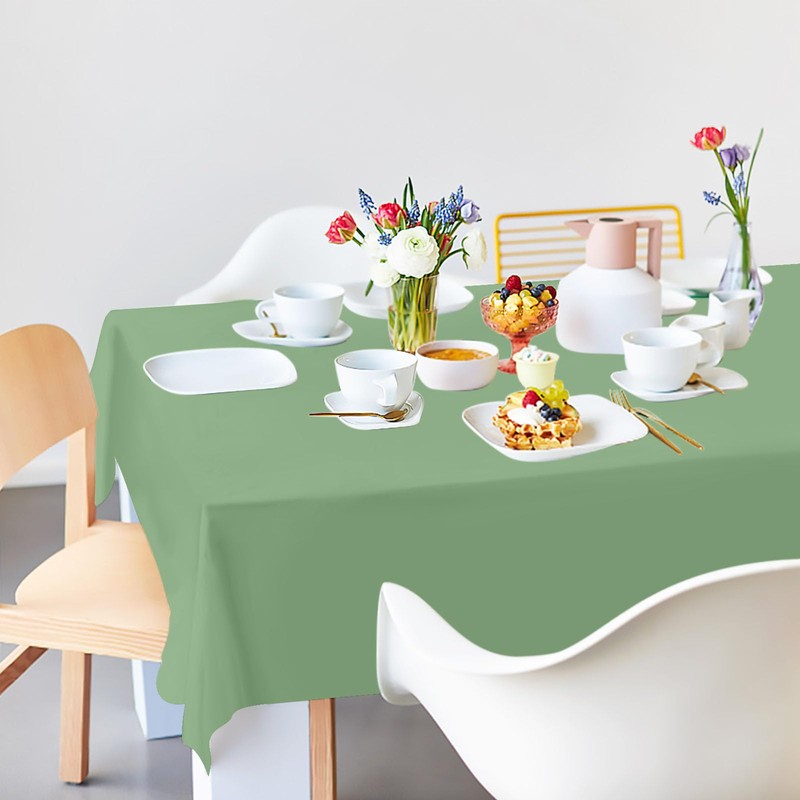 FALIZIFU 2 Pack Sage Green Plastic Tablecloth Disposable Table Covers
