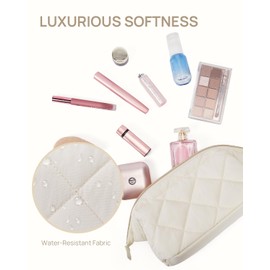 Telena Puffer Makeup Bags for Women, Nylon Puffy Padded Make Up Bags for Women Makeup Organizer Case, Wide-open Makeup Pouch Travel Essentials