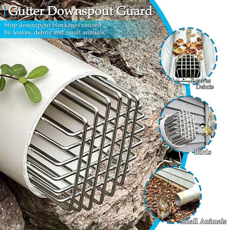 Y-YUEMY 4 Pack Gutter Downspout Guard Stainless Steel, Fits 3"