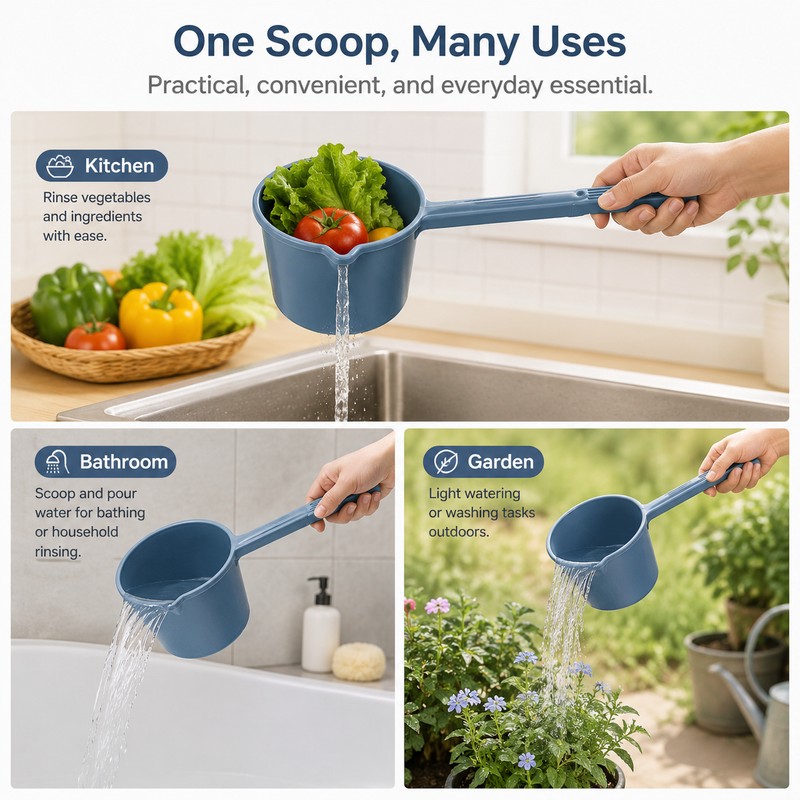 Long-Handle Water Scoop with Pour Spout – Large-Capacity PP Plastic
