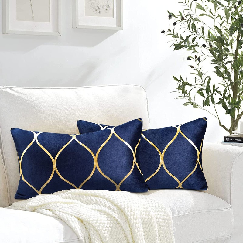 Hanrunsi Velvet Cushion Covers Navy Blue 30 x 50 Decorative