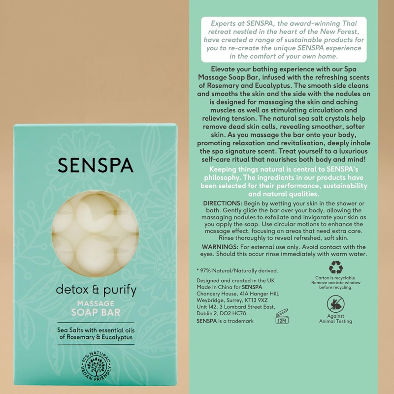 SenSpa Detox & Purify Massage Soap Bar – Natural Muscle