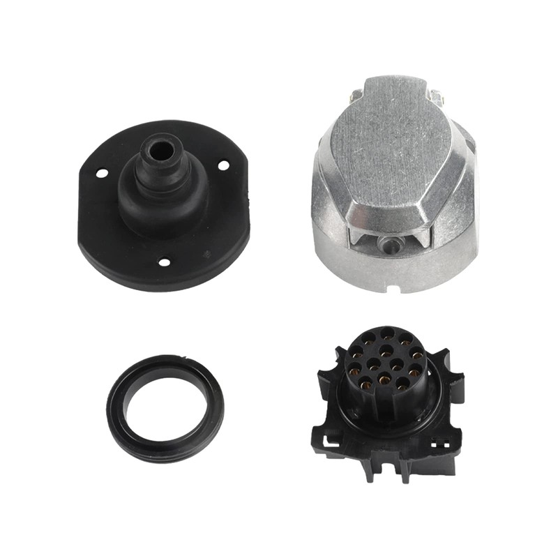 Qiping Waterproof Trailer Socket 13-Pin Metal Socket with Seals, Cable