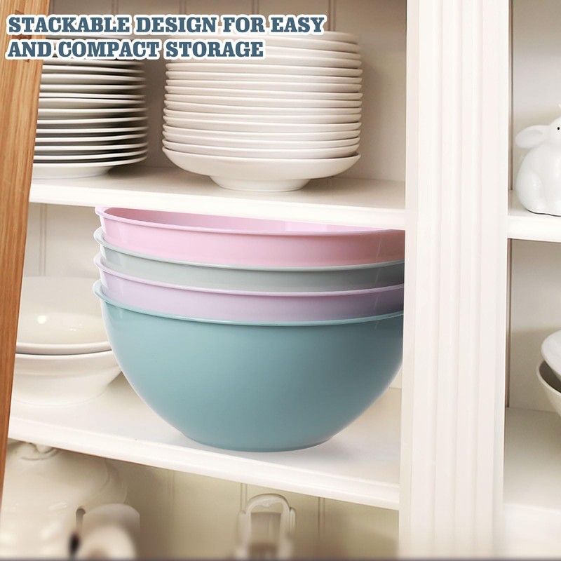 Greentainer 4-Piece Plastic Mixing Bowl Set, 113oz Lightweight Serving Bowls,
