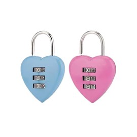 2pc Mini Blue and Pink Combination Lock, Heart Shape 3 Digital Password Padlock, Fence Gate, Toolbox, Employee Combination