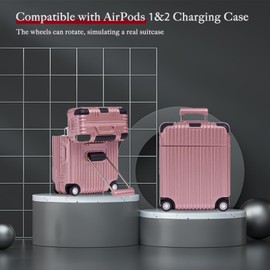 Yadesba AirPods Case Cover for AirPods 2&1, Suitcase Design Full-Body Hard Shell Protective AirPods Cover Case for Women Men Compatible with AirPods Wireless Charging Case(Rose Gold)