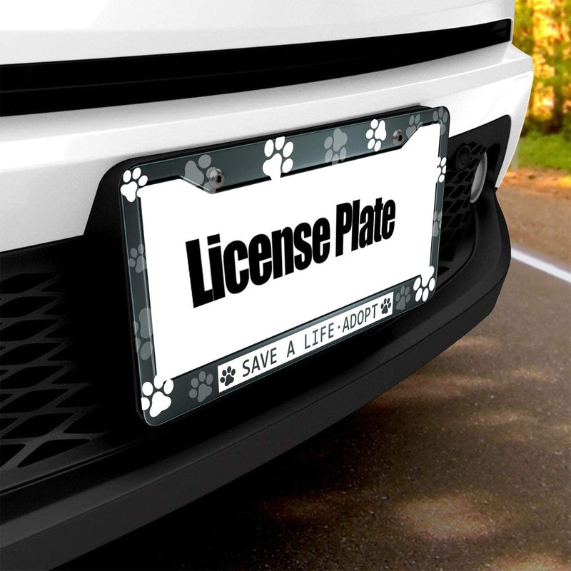 HOSNYE Save A Life Adopt License Plate Frame Blank Paw