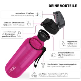 720°Dgree uberBottle Water Bottle, crystalClear Sports Bottle with Sieve, BPA-Free, for Sports, Gym, Fitness, Outdoors, Hiking, Made of Tritan, Lightweight, Shockproof, Reusable – 1.5 L