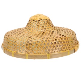 GANAZONO Bamboo Hat - Rainproof, Fishing, Rustic, Oriental Styled, UV Protection, Sun Block, Bamboo Woven, Sun, Farmer Laboring Hat