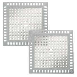 Pack of 2 Square Drain Protectors, Stainless Steel Drain Grid, Shower Drain Strainer, Sink Strainer for Sink, 12.5 x 12.5 cm (Silver)