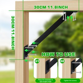 ITULCYO 8PC 45°Degree Angle Support Bracket Kit，Pergola Support Bracket Inside Mount Corner Brace 45 Degree, Pergola Terrace Pergola Cabin Elevated