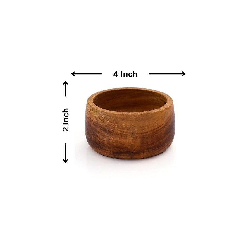 Handmade Wooden Snack Serving & Key Bowl, Decorative Countertop, 4
