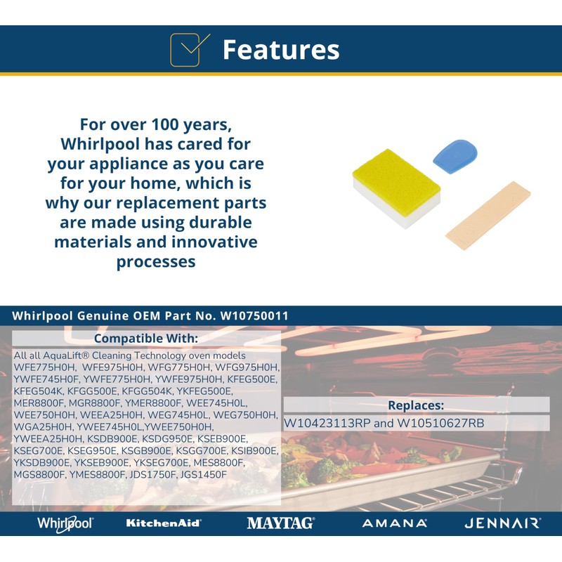 Whirlpool W10750011 Genuine OEM AquaLift® Oven Cleaning Kit, Replaces W10423113RP