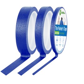 EDSRDRUS Thin Painters Tape 1/8, 1/4, 1/2，3/4，1 inch Width 40 Yard Painter Tape Paint Tape Masking Tape, for DIY, Crafts and Art Paint Big Projects (Blue, 1/4”+1/2”+3/4” x 3 Rolls)