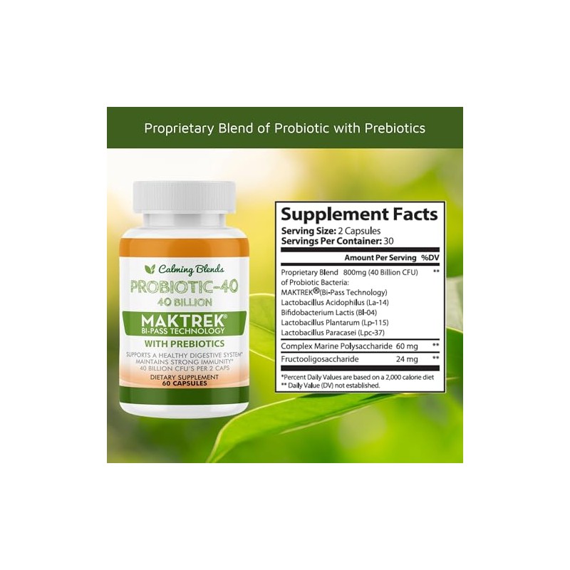 Calming Blends Probiotic, 40 Billion CFU, Bi-Pass Delivery System for