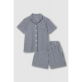 JAJU [JAJU/자주] 여 시어서커 5부 파자마 세트_라이트 네이비 [JAJU] Women's Seersucker 5-Piece Pajama Set - Light Navy
