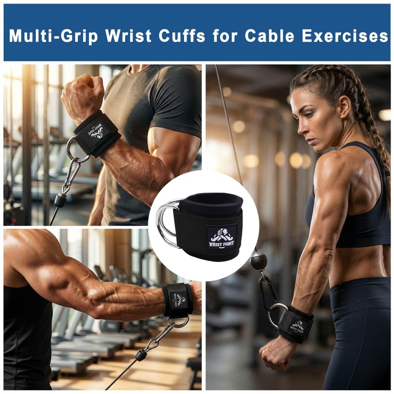 Wrist Cuffs with Dual D-Rings Lifting Straps Set with Mesh