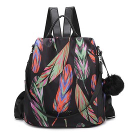 OLIVIA WONG Waterproof Theft Backpack for Women (13L), Convertible Backpack with Pompom and Removable Decorative Handle, multicoloured