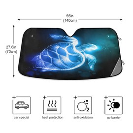 Dussdil Summer Sea Turtle Floral Car Windshield Sunshades Ocean Blue Tortoise Sun Shade Reflective UV Rays Protector Keep Cool Visor Cover Foldable Retractable for Car Truck SUV